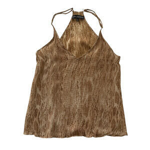 Karina Grimaldi 100% Silk Tank Top - Snake Print - Brown Tan - Size S